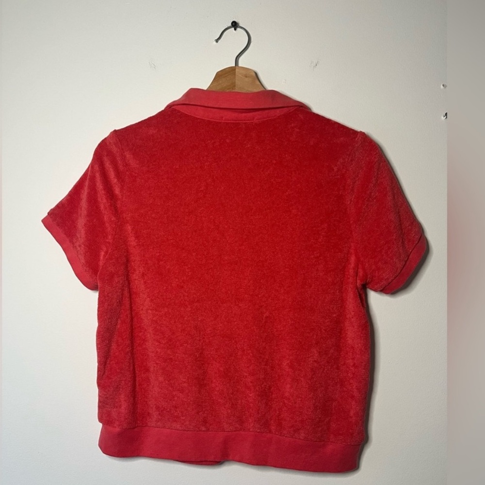 MARINE LAYER VINTAGE TERRYCLOTH SHORT SLEEVE POLO IN SOFT RED SIZE S - Picture 6 of 6